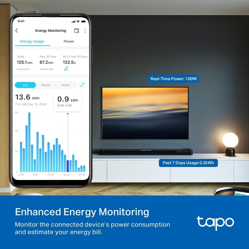 Tapo P110(4-pack) Smart Plug, Energy Monitoring WiFi Plug, Max 13A