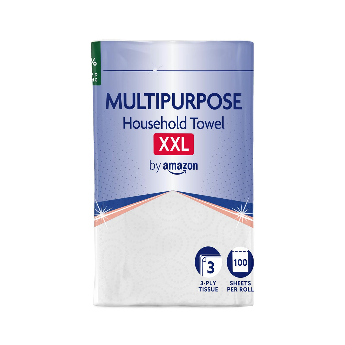 by Amazon Multipurpose Kitchen Roll, 3-Ply, XXL Household Towel, 6 Rolls (Pack of 1), 100 Sheets per Roll