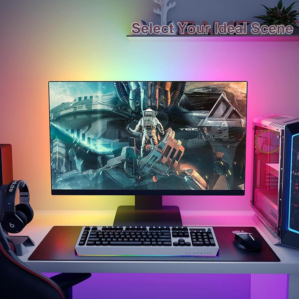Led Strip Lights 1M/3.28ft, TV LED Backlight with Smart App Control Remote, 5050 RGB Music Sync Colour Changing, USB Smart LED Strip Light for TV,Computer, Monitor, Bedroom, Party and Home Decoration