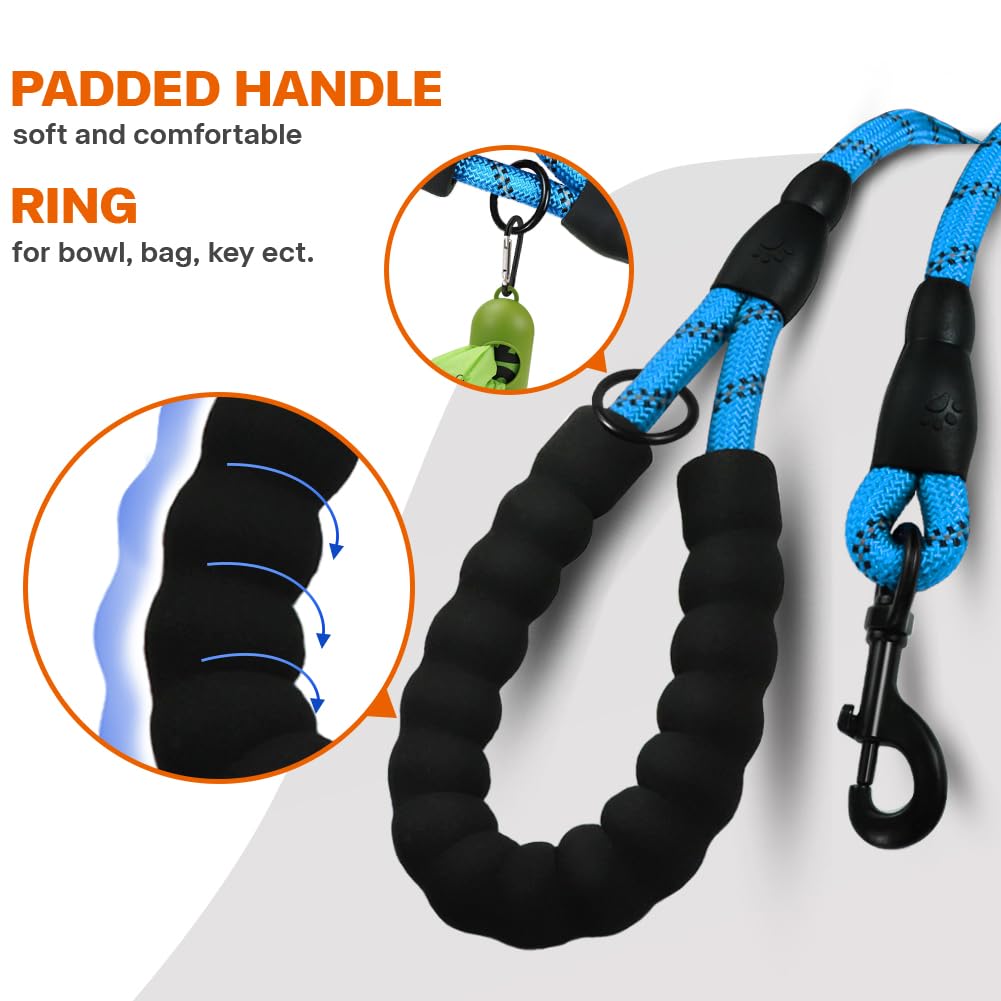 Taglory Rope Dog Lead with Soft Padded Handle – Reflective Rock Climbing Rope Lead for Small and Medium Dogs 120 cm 1.0 cm Black