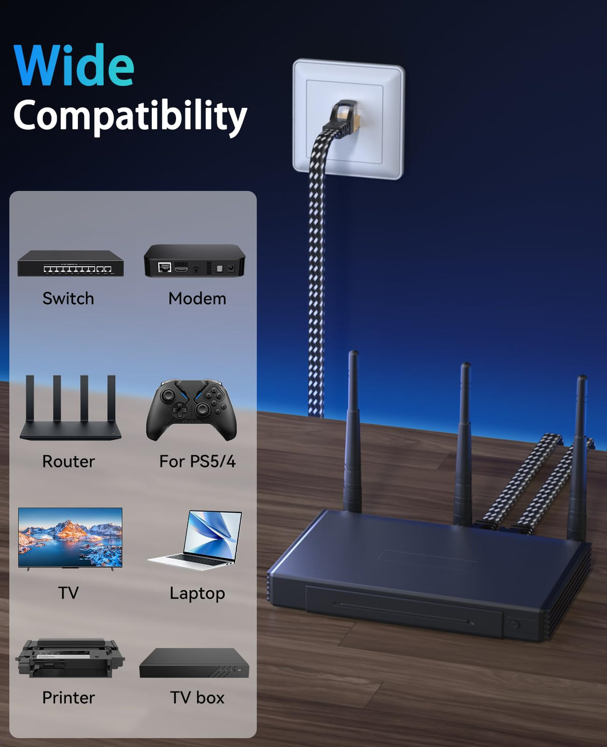 ARISKEEN Cat 8 Ethernet Cable 10M, High-Speed 40Gbps 2000MHz Network Cable Braided Flat Gigabit Rj45 STP Shielded Internet Network Lan Cable Cord for Modem Router PC