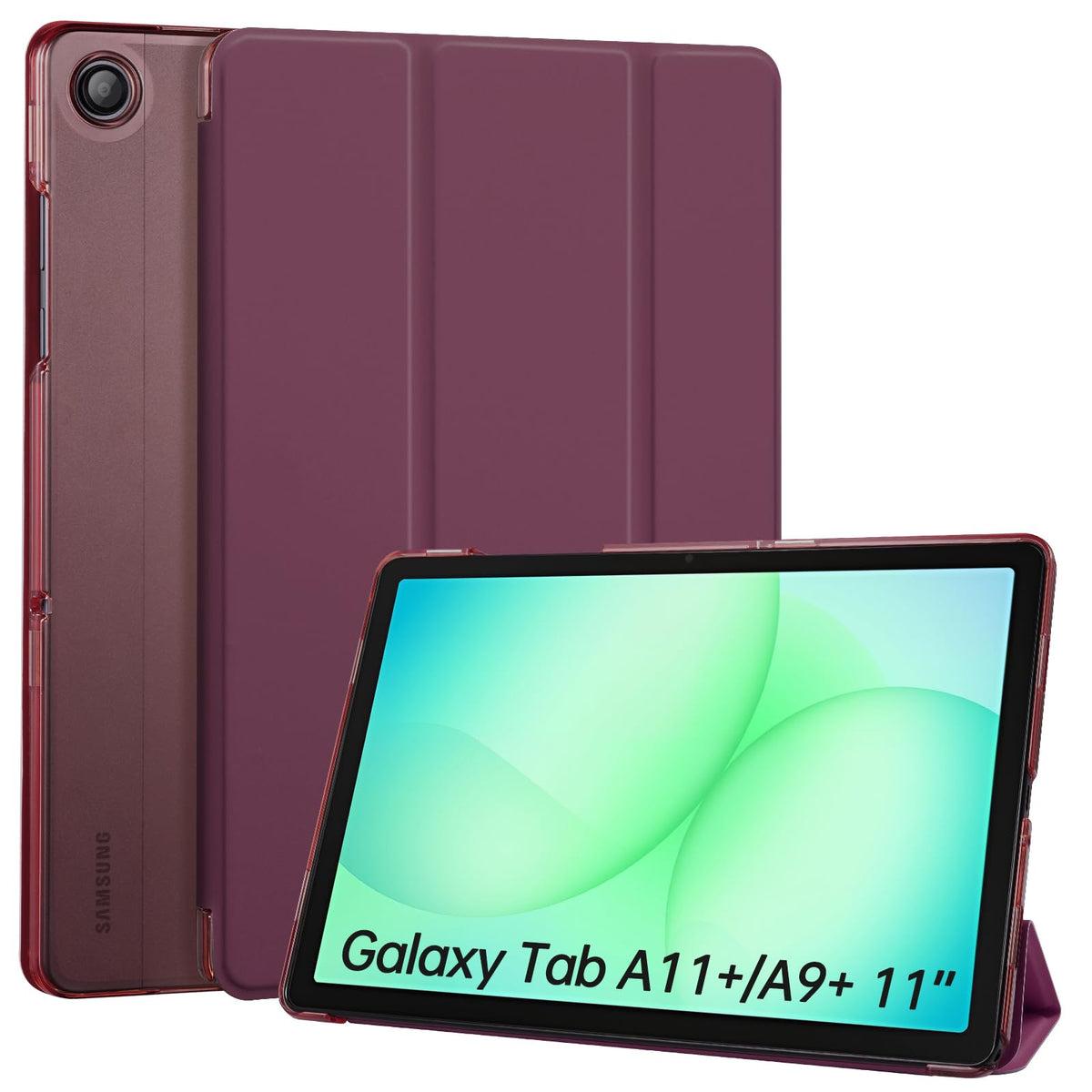 CoBak Case for Samsung Galaxy Tab A11+ Plus 11 Inch 2025/A9+ Plus 2023 - PU Leather Smart Cover with Auto Sleep/Wake for Tab A11+, Translucent Hard Shell, Multi-Viewing Angles, Green Pattern