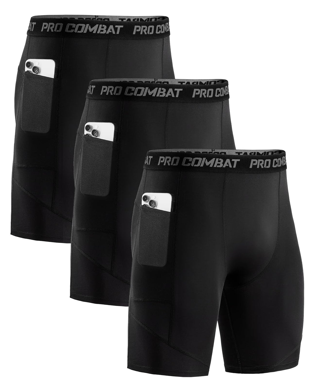 Niksa Compression Shorts Men, 1 Pack or 3 Packs Gym Running Shorts with Pockets Sports Anti Chafing Underwear Base Layer Shorts Quick-Drying Fabric Undershorts Men’s Workout Shorts