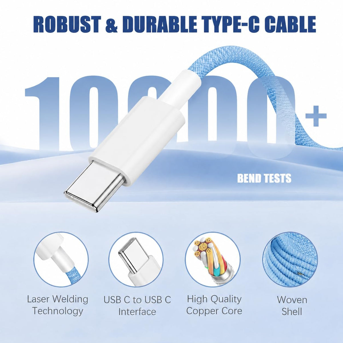 2 Pack 60W USB-C to C Fast Charging Charger Cable For iPhone 18 Pro Max 17e