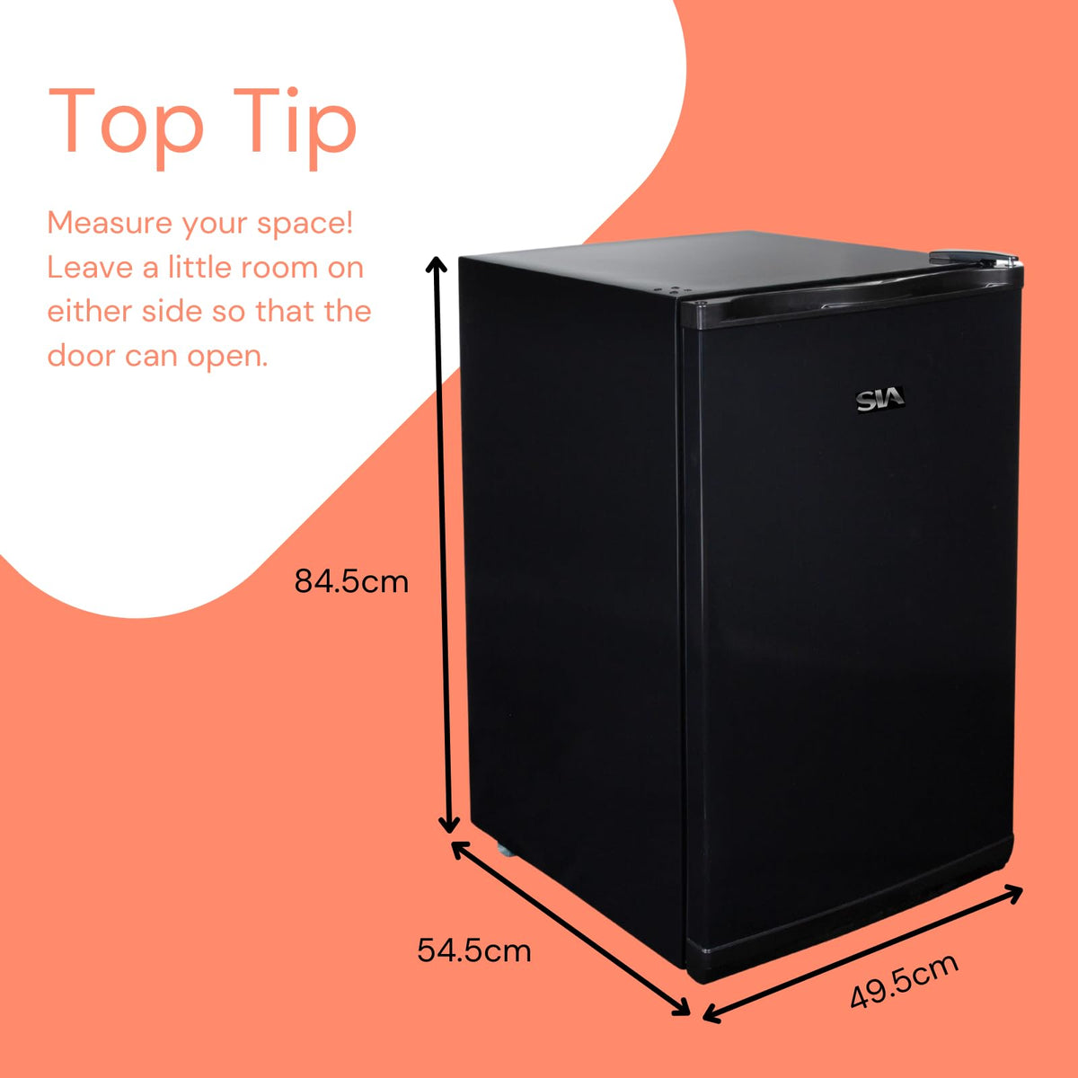 SIA UCF50GR Freestanding Under Counter Freezer, 77L Capacity, 4* Freezer Rating, E Rated, 50cm Wide, Reversible Door, Grey, 2 Years Parts & Labour Guarantee