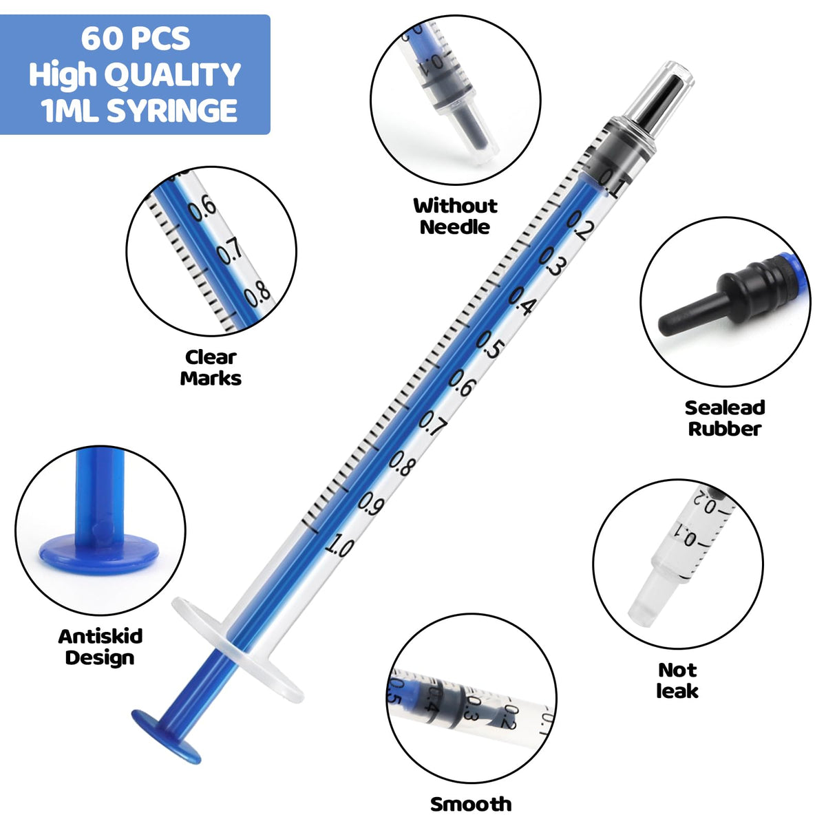 30pcs Colostrum Syringe with Cap 1ml Syringes for Colostrum Harvesting