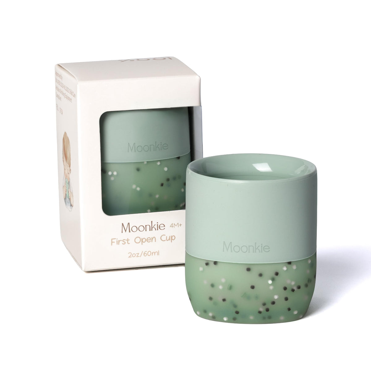 Moonkie Baby Cup | Silicone Open Cup Baby from 6 Months | Weighted Base (Anti-Tip) | BPA Free | Capacity Markings | 60ml (Ether)