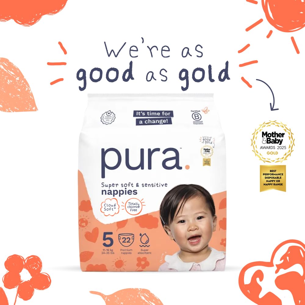 Pura Nappy Size 1 (2–5kg) 25 Count Sensitive Skin