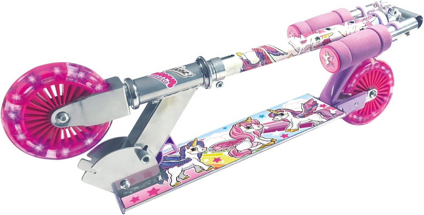 Ozbozz Unicorn Dreamland Scooter with Light-Up Wheels — Foldable | Ages 4-11