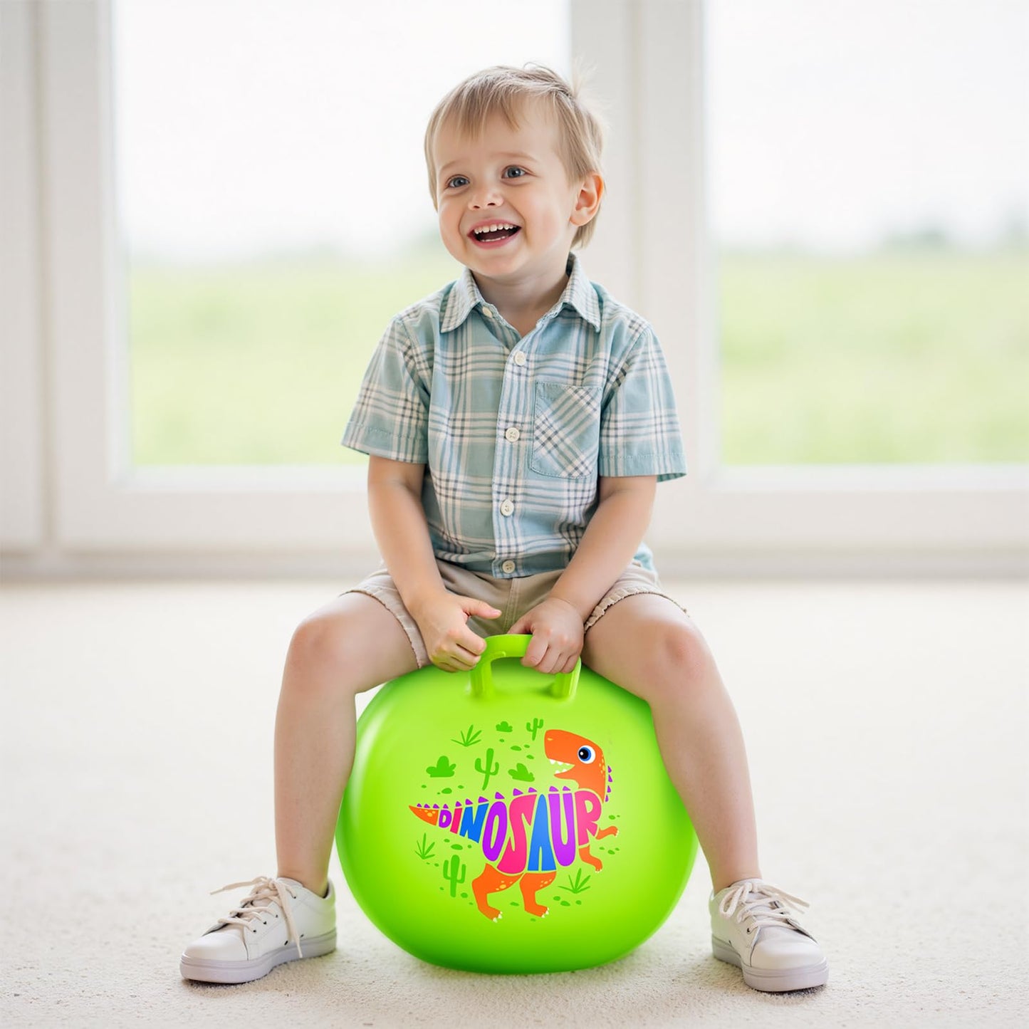 Vastoy 20 Inch Space Hopper Ball for Kids 6-9 Years - Anti-Slip Space Hopper with Hand Pump, Bouncy Inflatable Ride On Toy for Indoor Outdoor Fun, for Children (Blue Eyes)