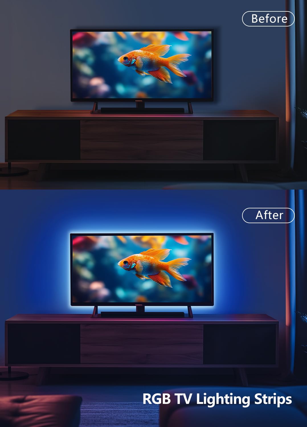 Beaeet TV LED Lights, 3M TV Backlight LED Strip for 32-60 Inch TVs, USB Powered Behind TV Light with RGB Music Sync and Bluetooth Remote Control for Home Decor