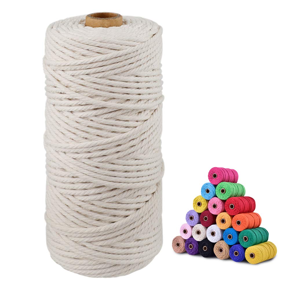 jijAcraft 4MM White Macrame Cord: 100M Cotton String Twine for Crafts