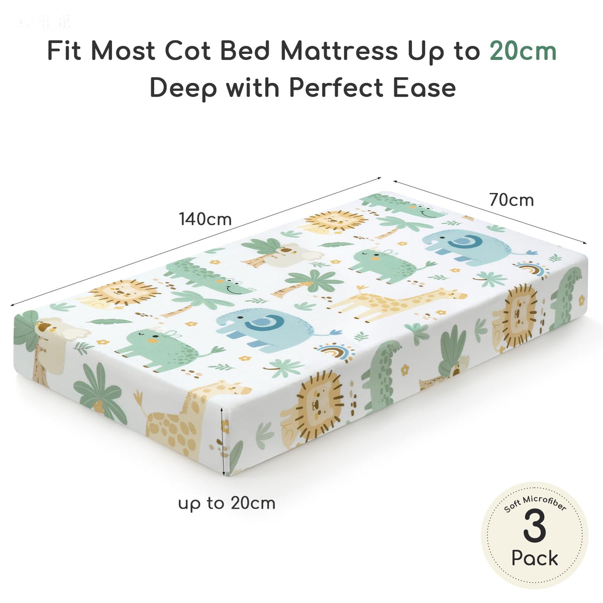 Cot Bed Sheets 120x60 cm Fitted for Baby and Toddler