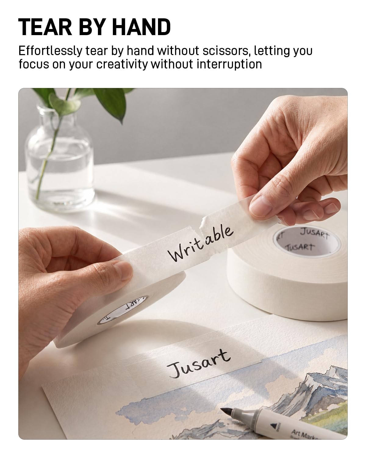 JusArt Artist Tape for Watercolor Paper, 1/2 inch Wide 200FT Long