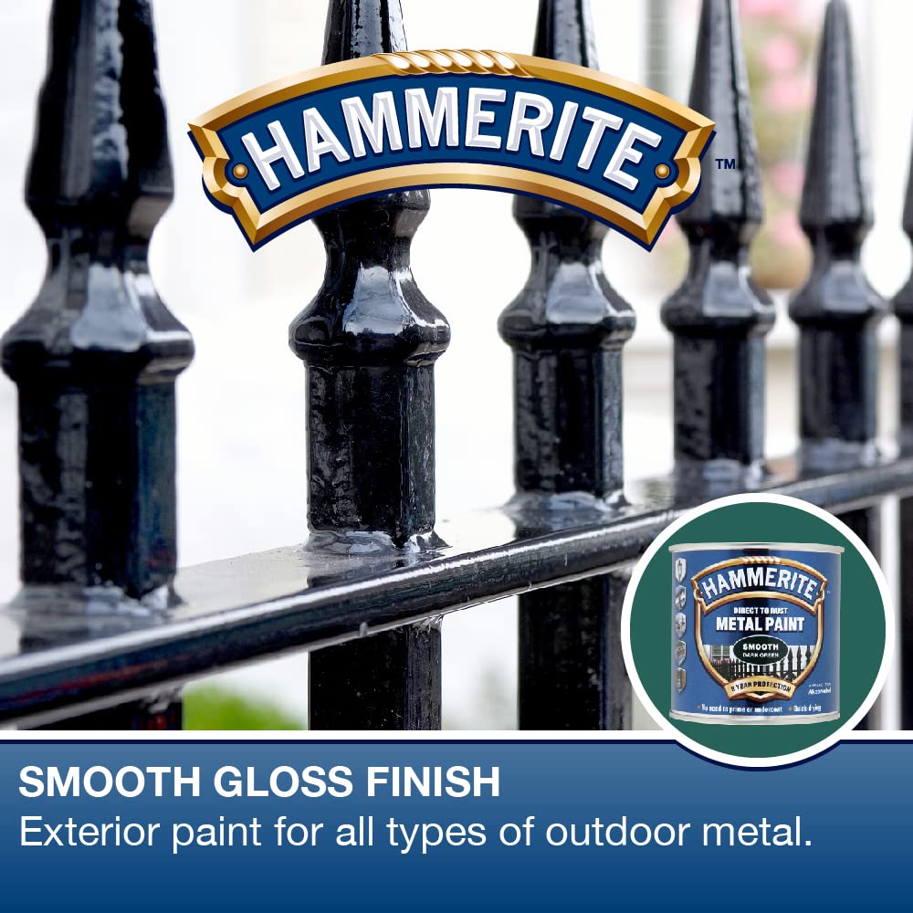 Hammerite Direct to Rust Metal Paint - Smooth Black Finish 250ML, 5084863