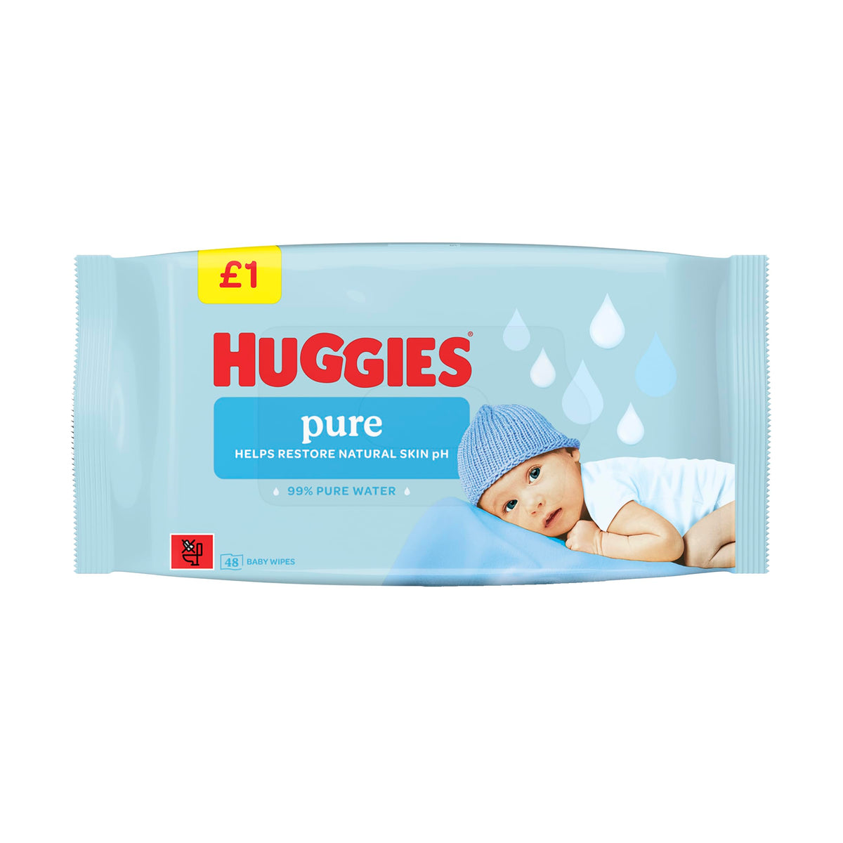 Huggies Pure Plastic Free Baby Wipes - Pack of 12 (576 Wipes) – 99% Water Wet Wipes, Fragrance Free, Hypoallergenic, Better Cleaning, Soft and Gentle on Babies' Delicate Skin