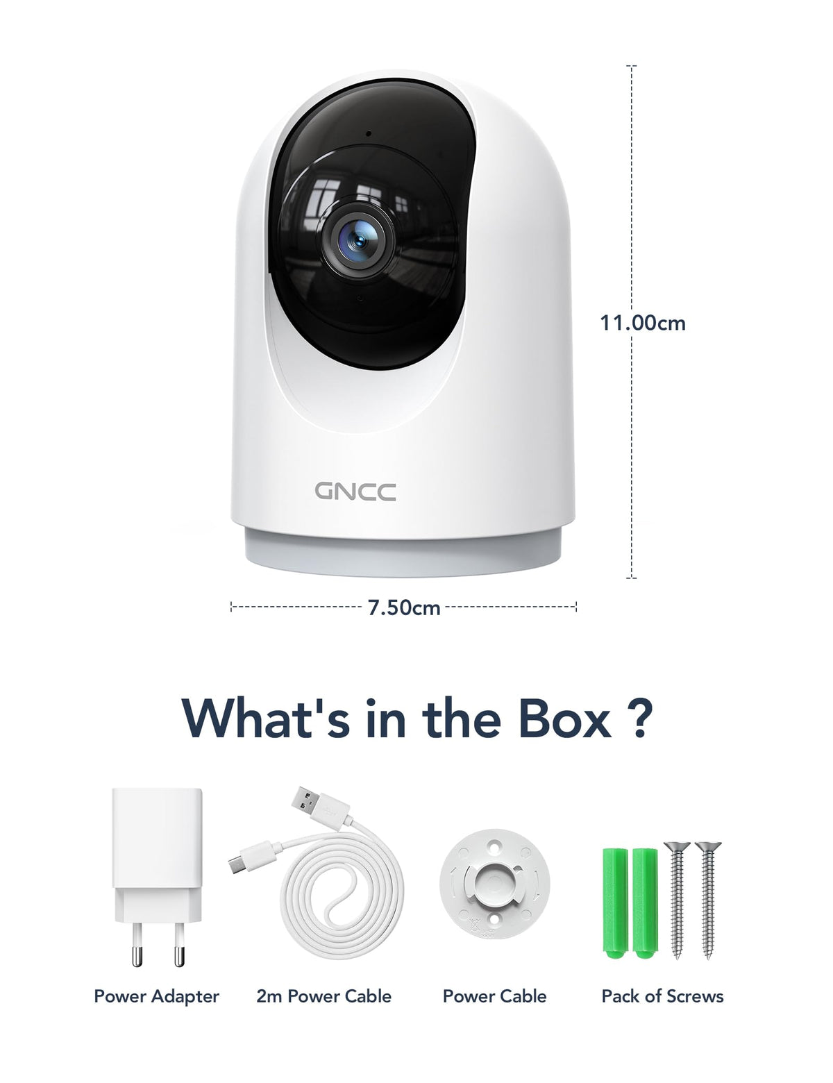 GNCC Indoor Dog Pet Camera with APP, Wifi Baby Monitor with Camera, Black