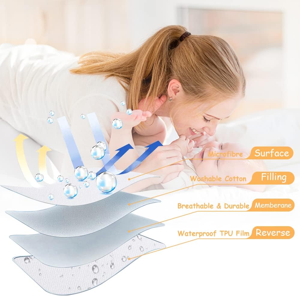 Yoofoss Waterproof Mattress Cover - Fitted Crib Mattress Protector - Hypoallergenic Baby Bed Sheet (60 X 120CM)