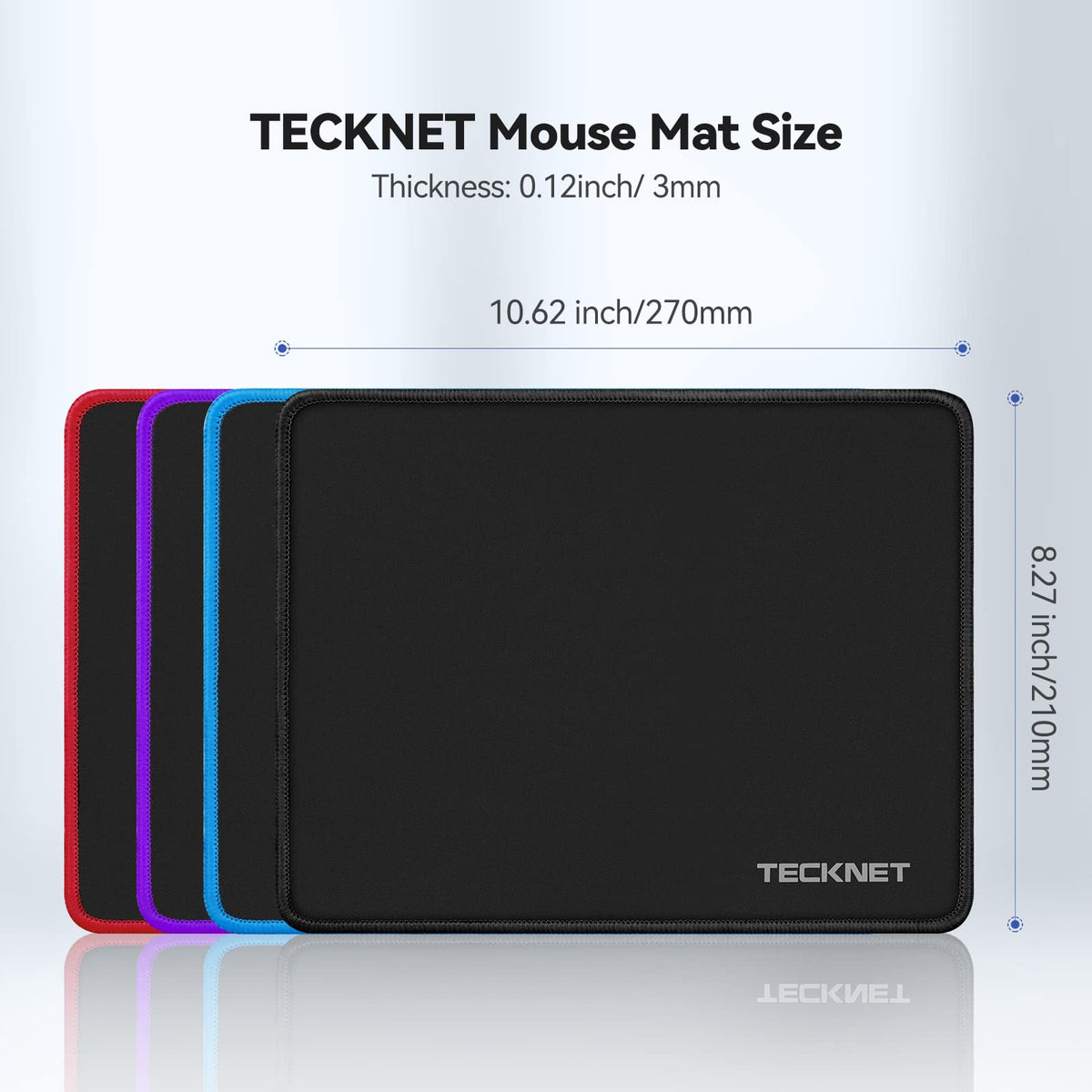 TECKNET Mouse Mat, 270 x 210 x 3 mm Gaming Mouse Pad - Grey