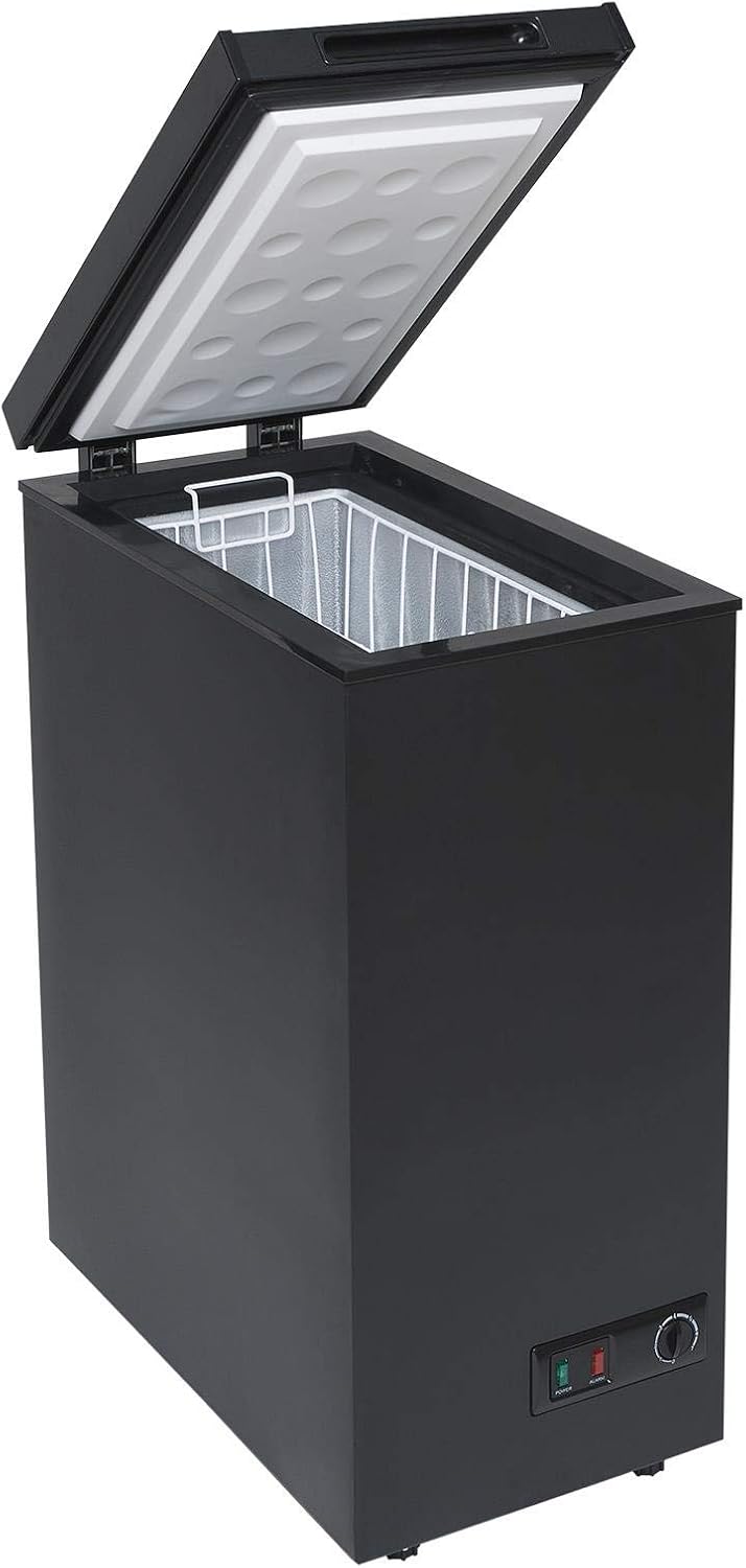 SIA Chest Freezer 53L, Removable Wire Basket, Slimline, Black, CHF60B