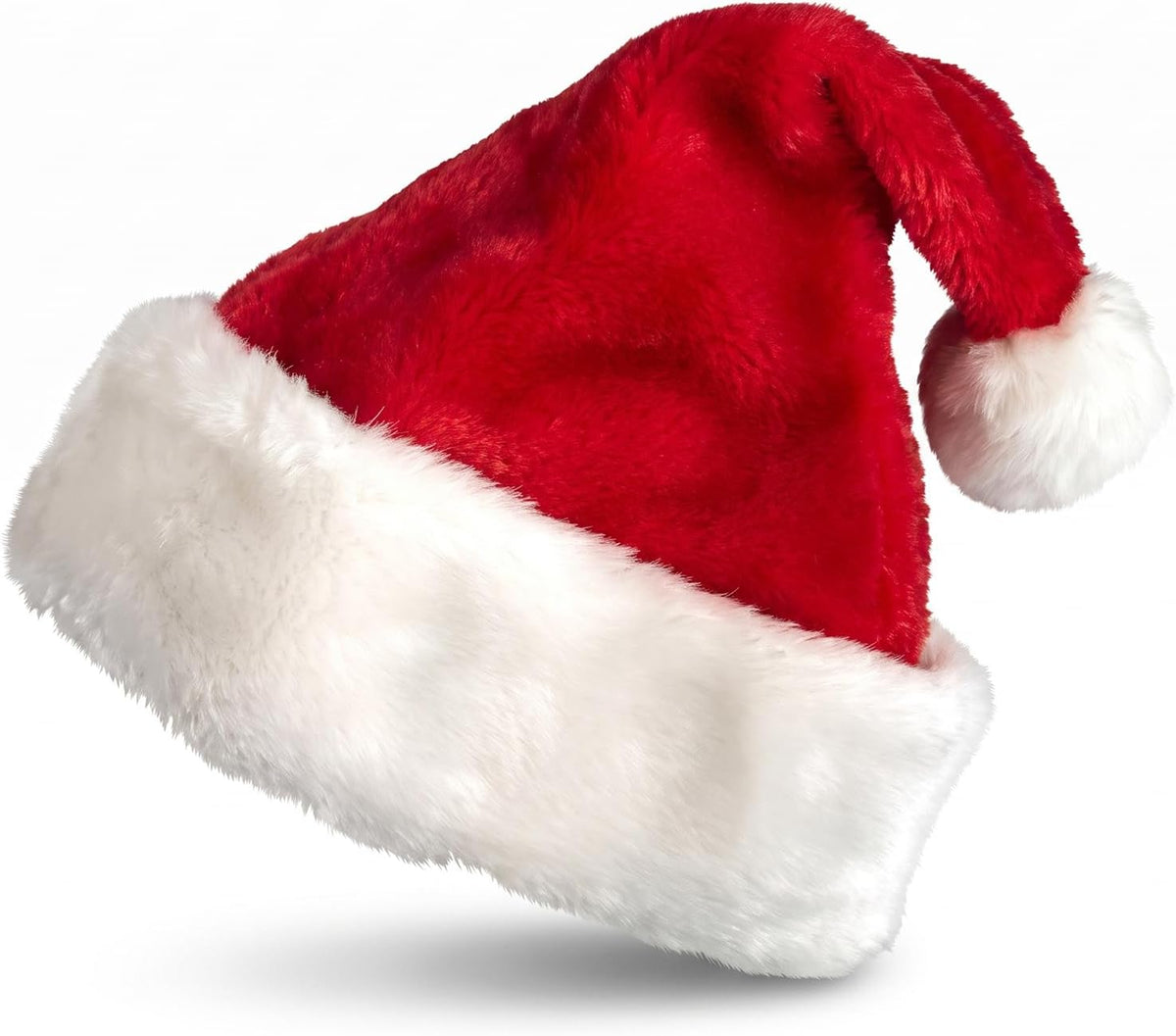Mepham Santa Hats, Classic Plush Christmas Hat with Fluffy Pom Pom for Adults, Warm Festive Headwear for Xmas Office Party and Holiday Dress Up
