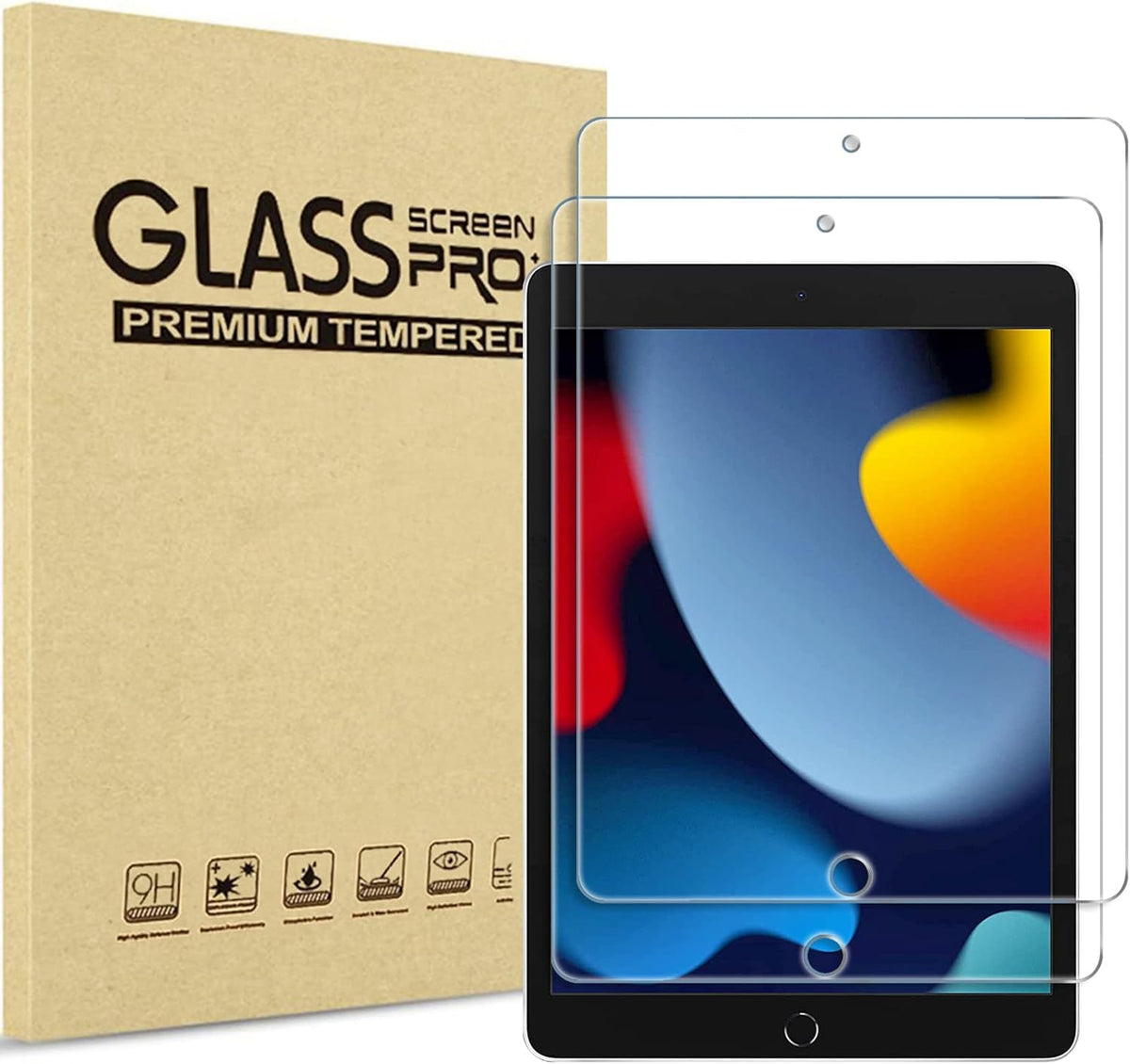 Tempered Glass Screen Protector for iPad 10.2 Inch 9th/8th/7th Generation, 1 Pack, 9H Hardness, HD Clear, Anti-Scratch (1, iPad 9th/8th/7th Gen 10.2-inch)