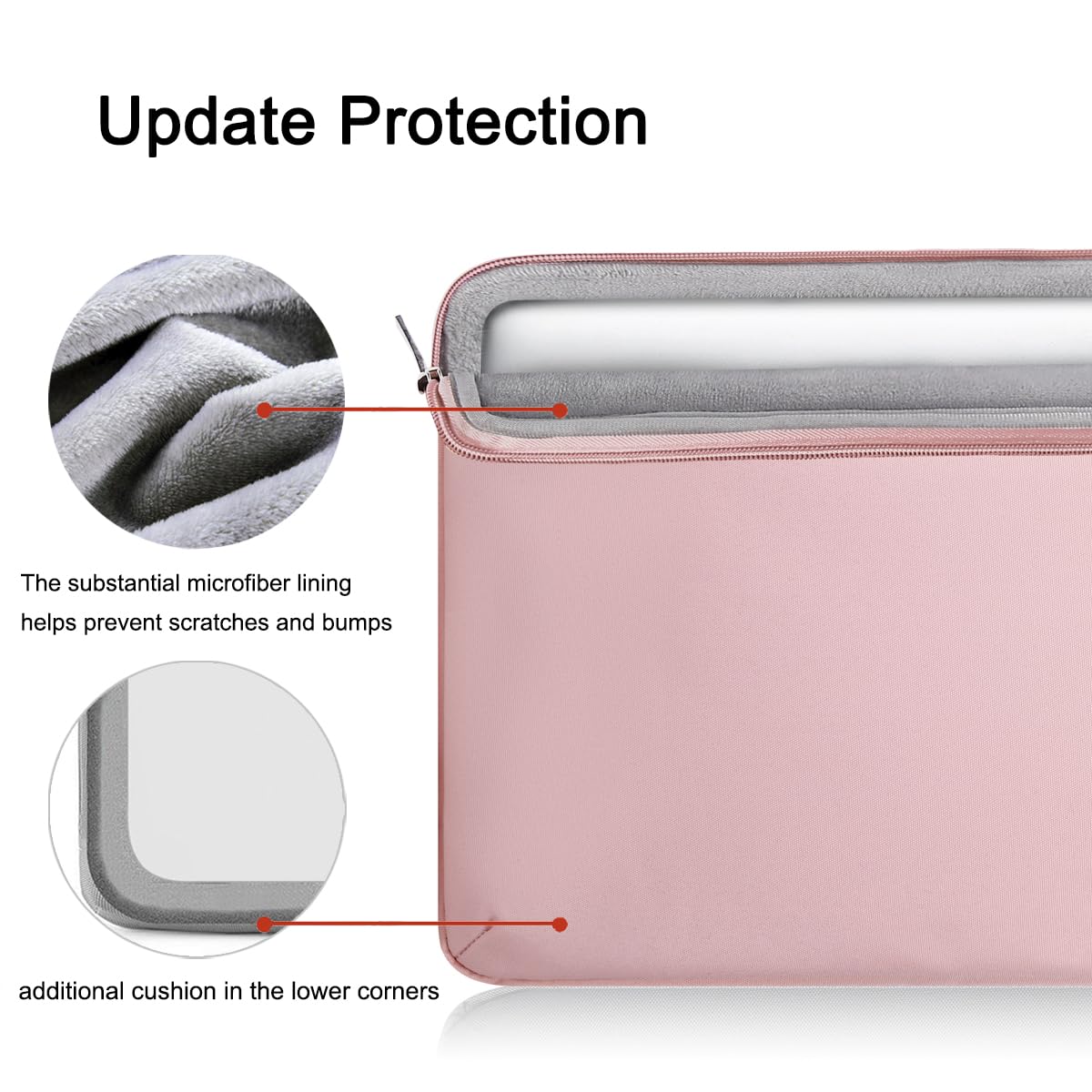 Voova 360° Protective Laptop Sleeve Case 11 11.6 12 inch, Waterproof Computer Cover Bag Compatible with Surface Pro 7 8/Laptop Go 2 3, MacBook Air 11, Chromebook, 12.5" Asus Acer Hp Tablet,Pink