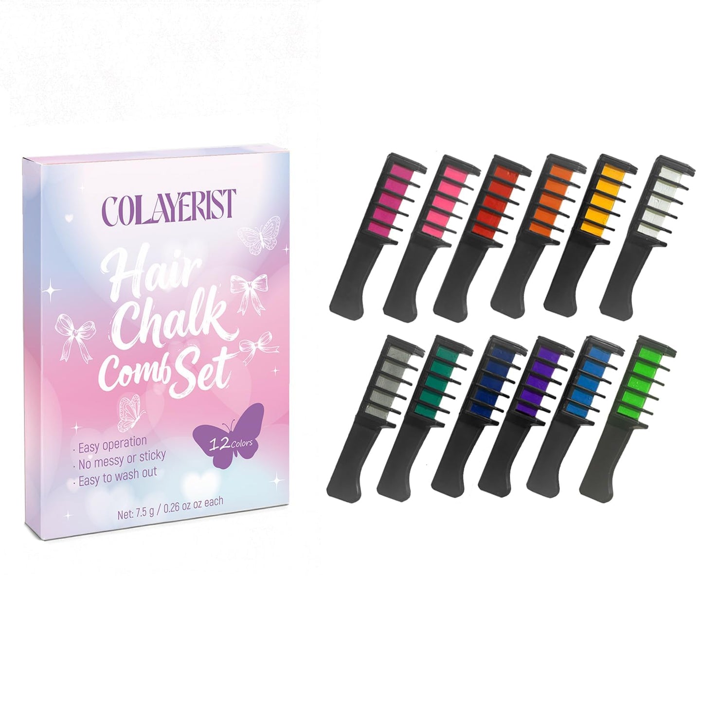 Hair Chalk Comb for Girls and Kids, 12 Colour Washable Temporary Hair Dye, Hair Colour Spray Makeup Kit, Easy to Use, Christmas Halloween Gifts for Girls