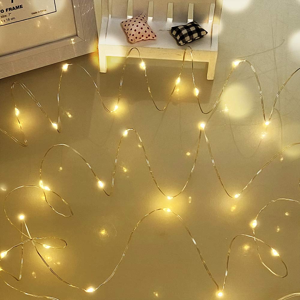 Dalugo Orange Fairy Lights, 3M/10ft Amber Fairy Lights, 30 LED Halloween Battery Lights for Autumn Halloween Christmas Decorations, Fireplace, Home Decor