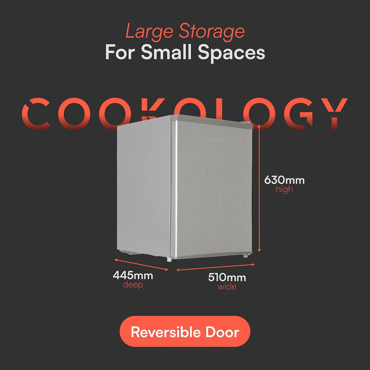 Cookology 67L Tabletop Mini Fridge - Adjustable Legs - Silver