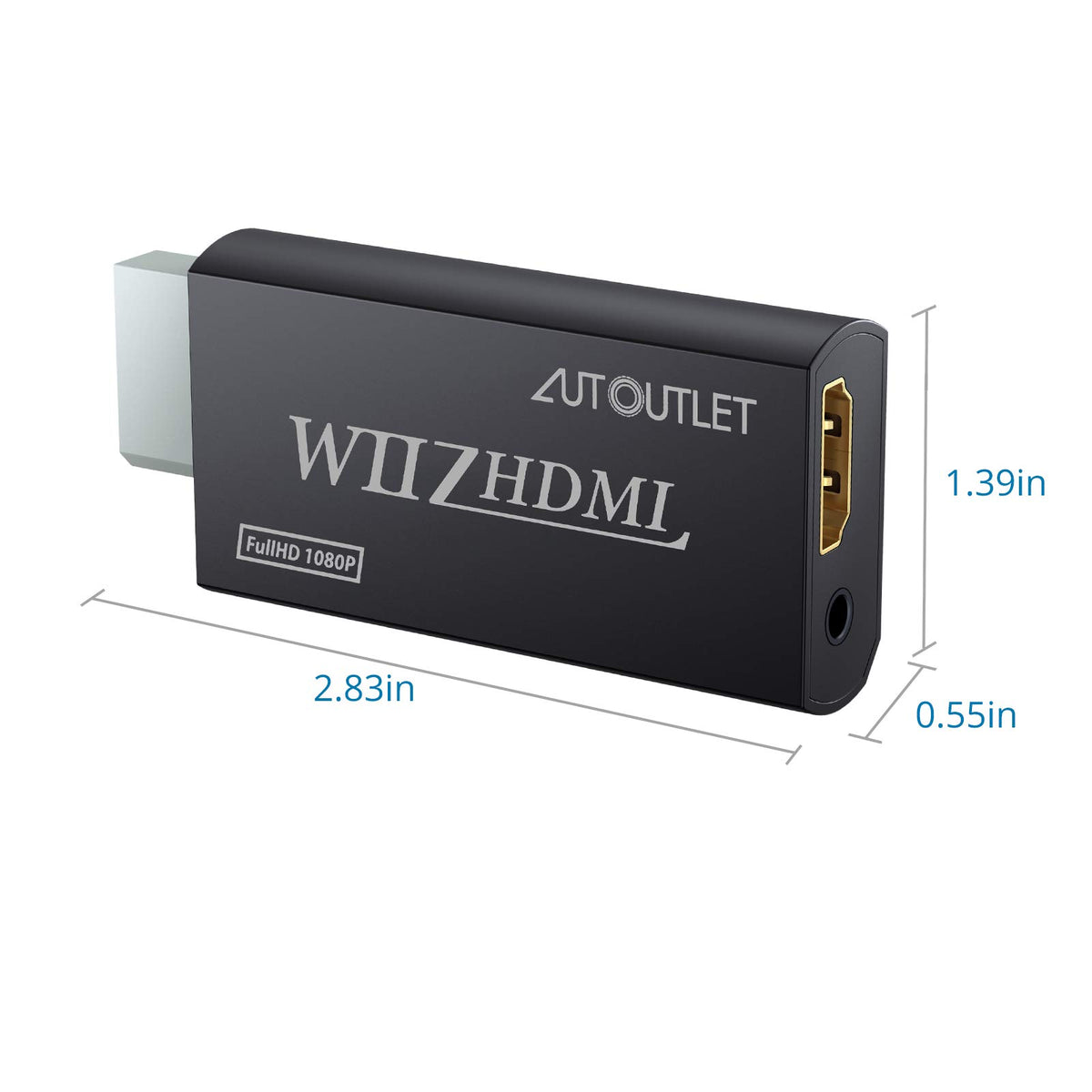 AUTOUTLET Wii to HDMI Converter 1080P 5ft/150 cm for Full HD Device, Adapter with HDMI Male Cable Output Compatible with Nintendo Wii, Wii U, HDTV, Monitor-Supports All Wii Display Modes