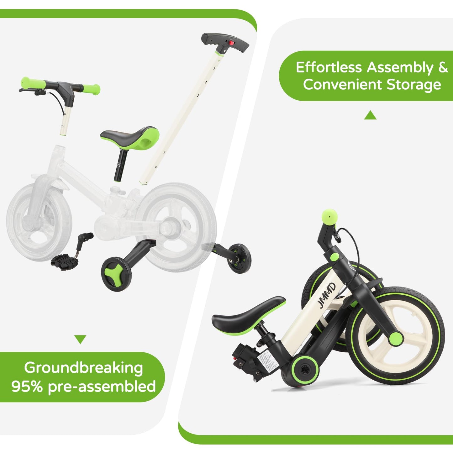 JMMD 6-in-1 Convertible Toddler Balance Bike to Pedal Bike — Ages 18 Months to 5 Years