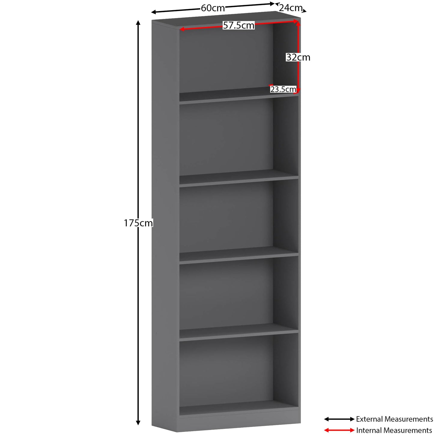 Vida Designs Cambridge 3 Tier Low Bookcase, White Wooden Shelving Display Storage Unit Office Living Room Furniture