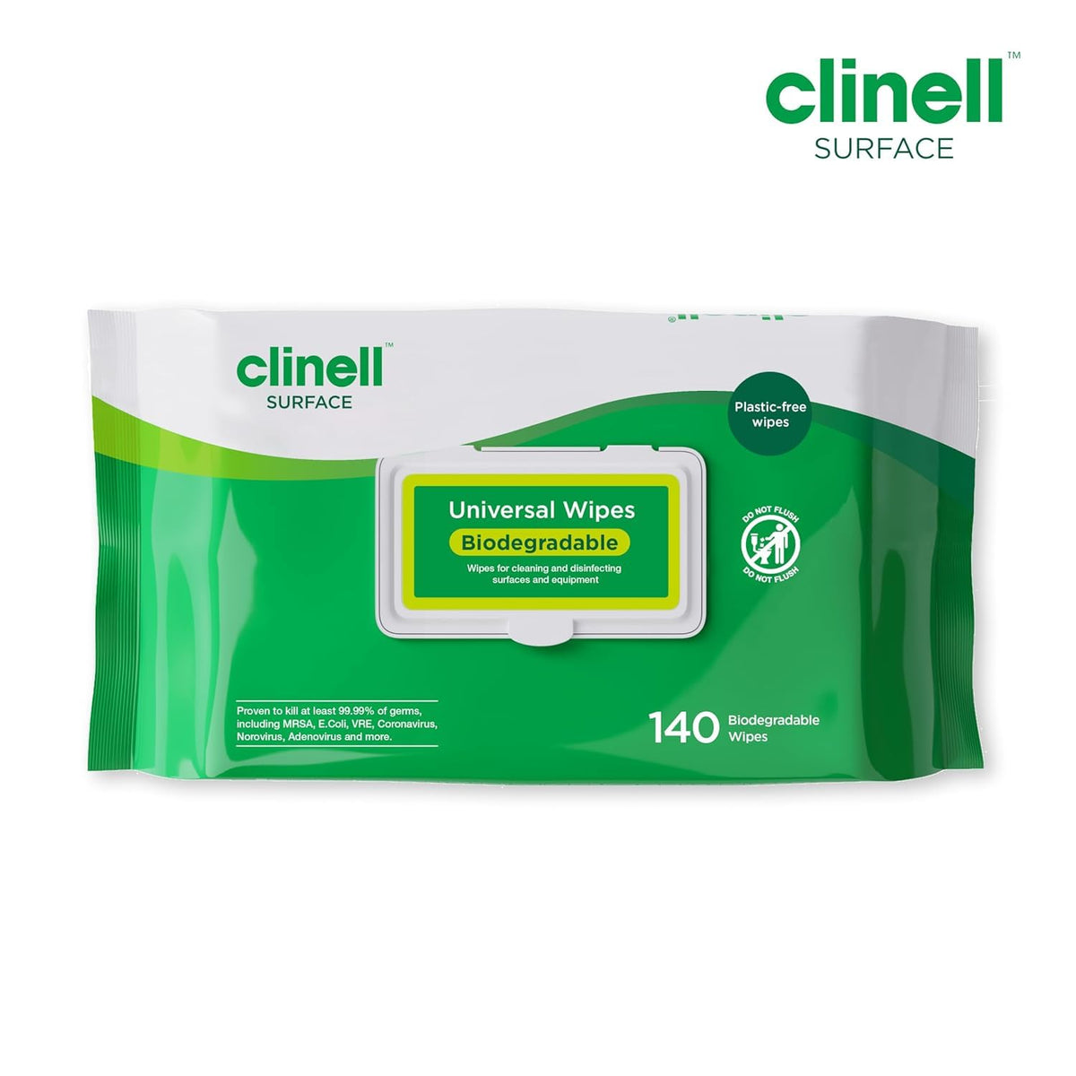 Clinell Universal Cleaning and Disinfectant Wipes - Pack of 6, 1200 Wipes - Multi Surface, Kills 99.99% of Germs, Quick Action, Green, Pleasant Fragrance