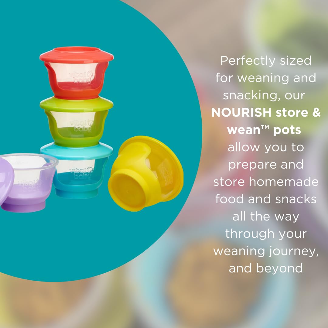 Vital Baby Store & Wean Baby Food Pots 60ml, 6 Pack | Leakproof, Stackable