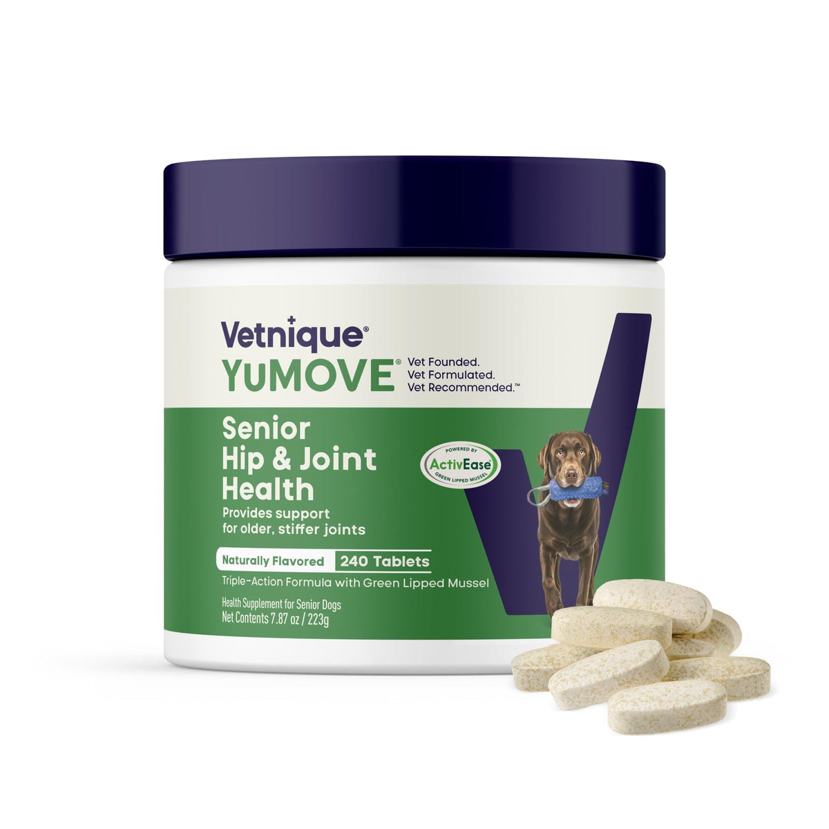 YuMOVE Senior Dog Joint Supplement, High Strength for Joint Care, Essential Dog Hip and Joint Support for Senior Dogs Aged 8+, 120 Tablets - Eco Friendly and Letter Box Ready Packaging