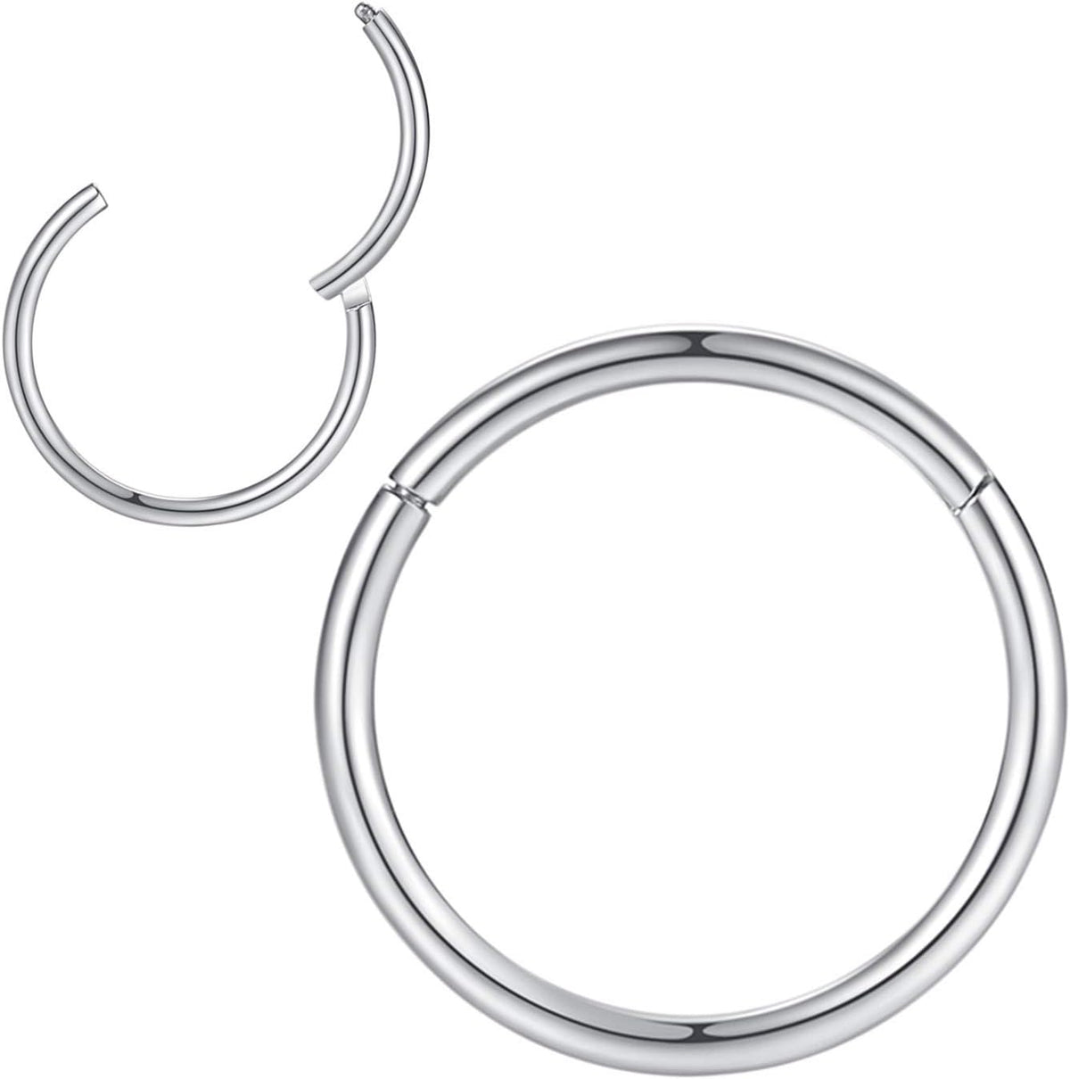 316L Surgical Steel Hinged Nose Rings Hoop Suptum Ring Body Piercing Lip Rings Helix Cartilage Rook Earrings 20G 18G 16G 14G 12G 10G 8G, Diameter 5mm to 16mm, Gold-Rose Gold-Silver-Black