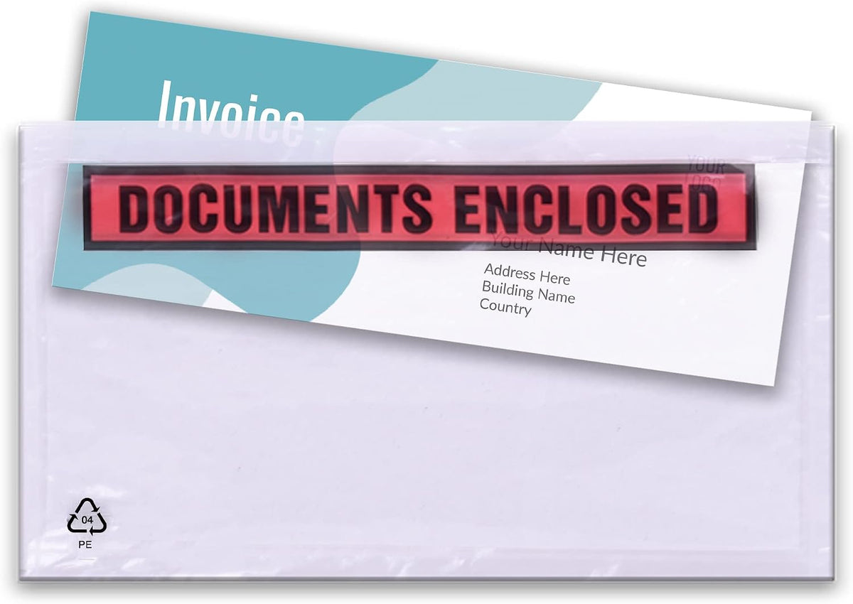 Triplast 200 x DL Printed Document Enclosed Wallet (230 x 110 mm) | Peel & Seal Clear Plastic Envelopes/Sleeves/Pockets/Wallets | Attach Invoices, Packing Lists & Delivery Notes to Parcels