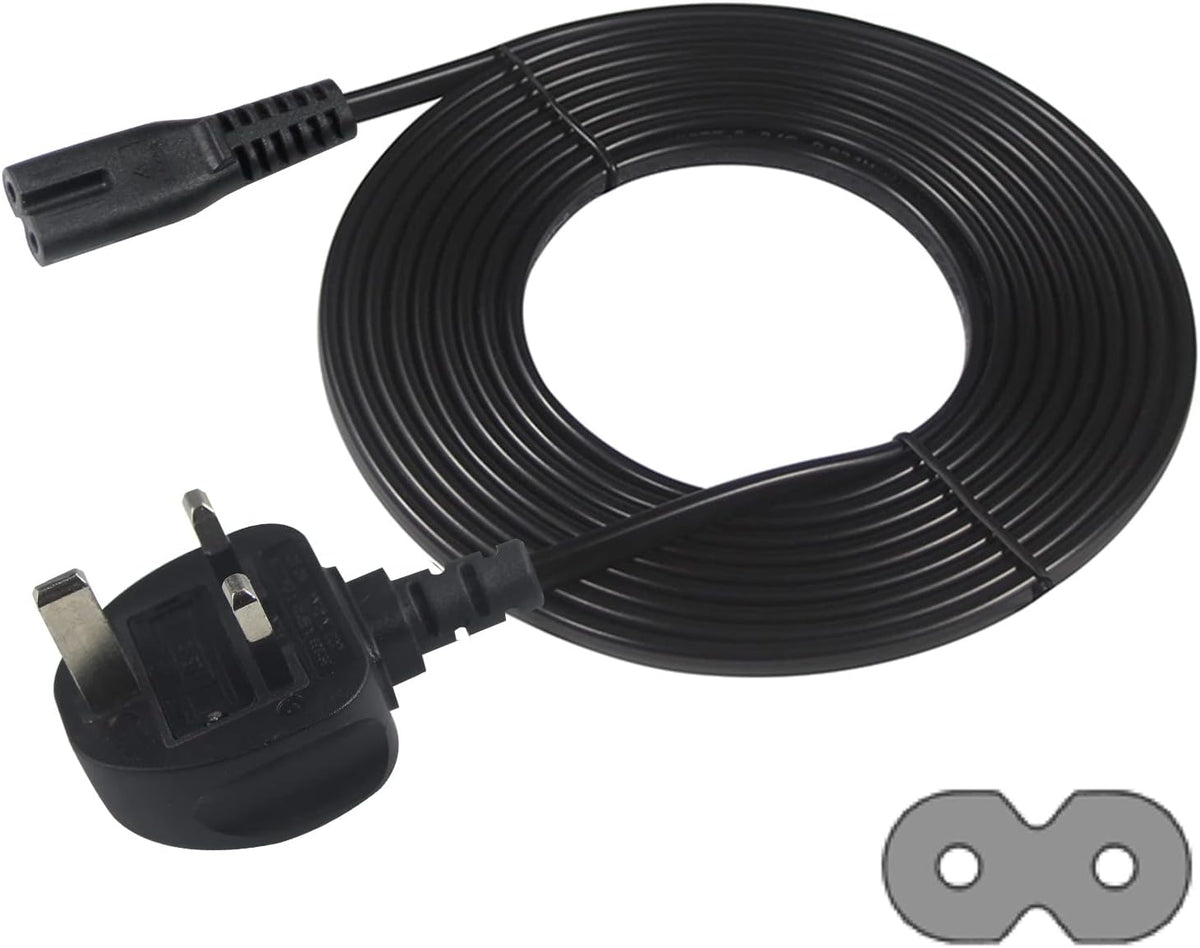 power 5M UK 3PIN Plug to IEC C7 Figure 8 Replacement Mains Cable Compatible with PS5, Xbox Series X, tv, Samsung, LG, Sony
