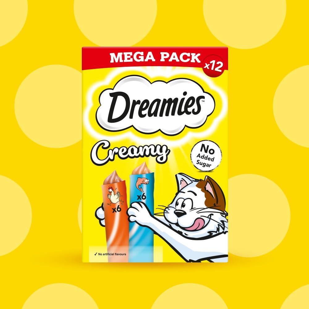 DREAMIES - Chicken Cat Treats - 2x350g - Multipack Snacks 2 Mega Tubs - Bulk Cat Food