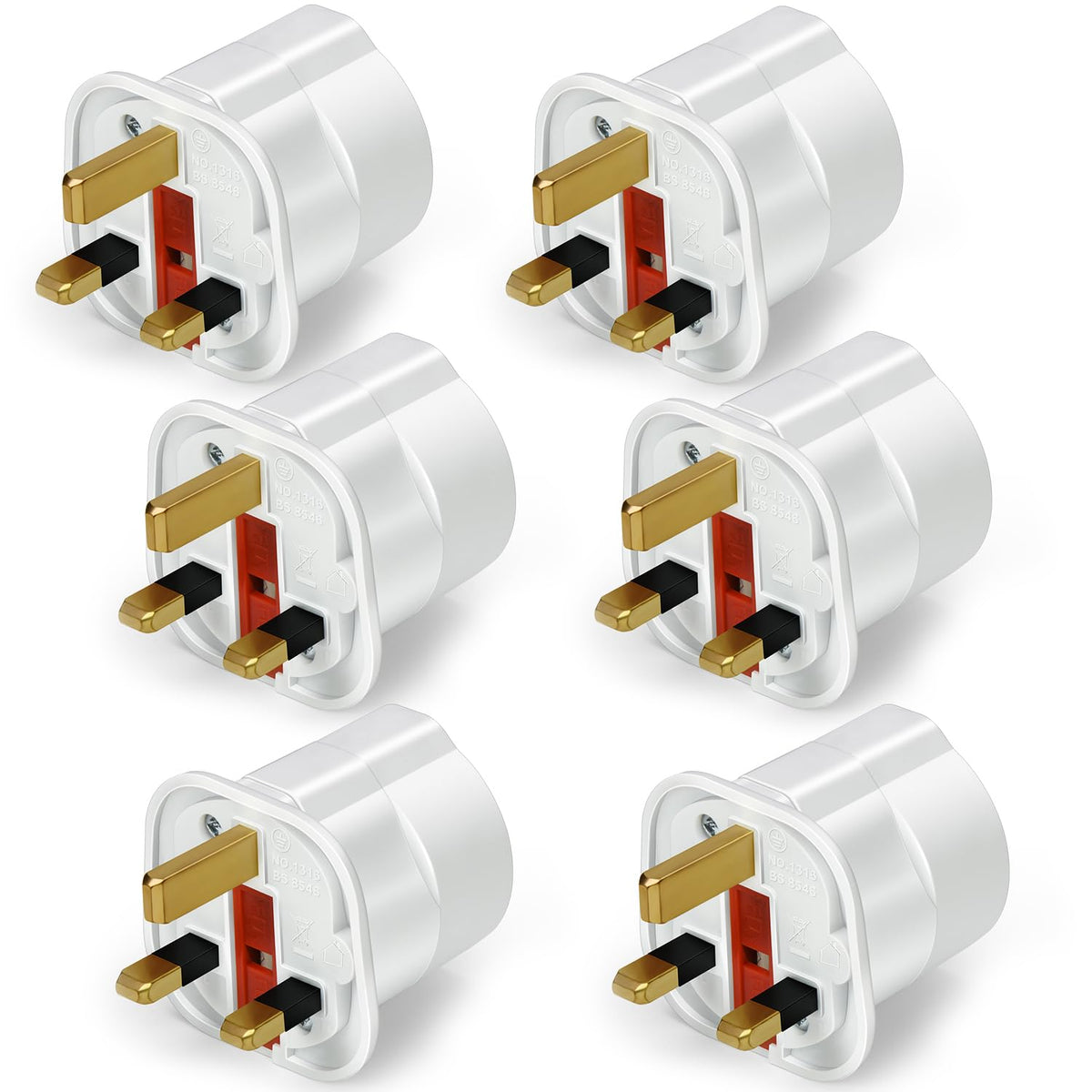 VGUARD European to UK Plug Adapter 2 Pack BS8546 Certified Travel Adapter 2-Pin to 3-Pin, EU Schuko to UK Plug with 13A Fuse for Europe French Spanish German Turkish to UK Socket - Black