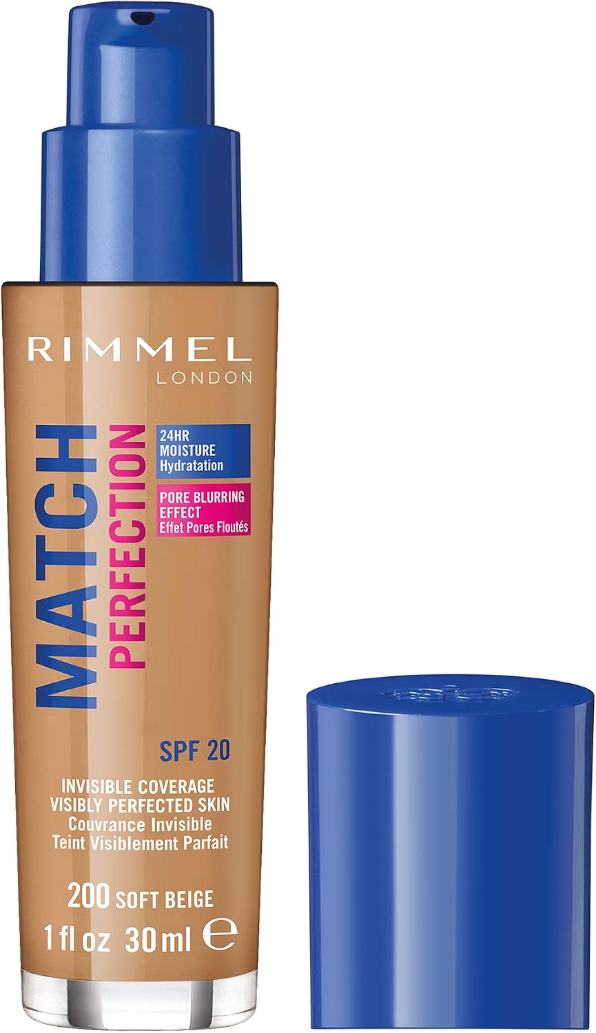 Rimmel London Match Perfection Foundation SPF20, 200 Soft Beige