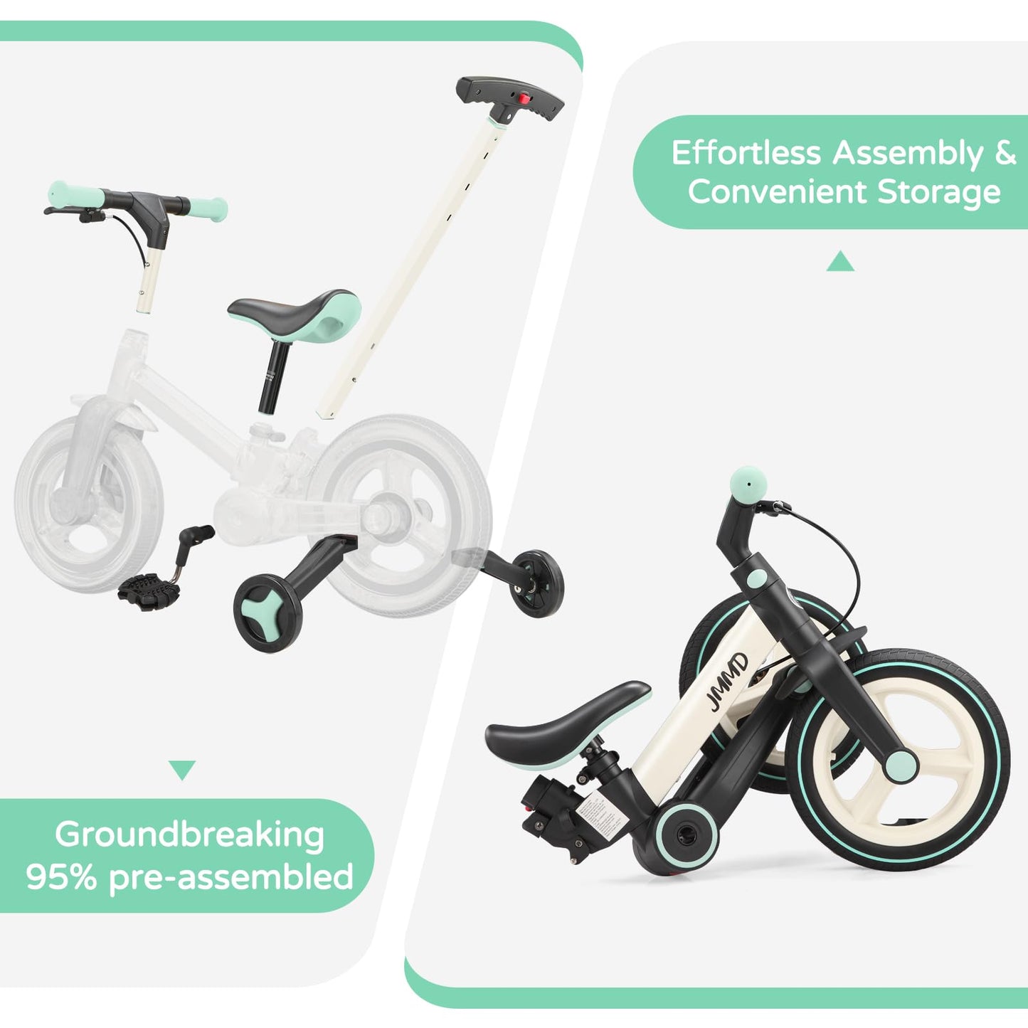 JMMD 6-in-1 Convertible Toddler Balance Bike to Pedal Bike — Ages 18 Months to 5 Years