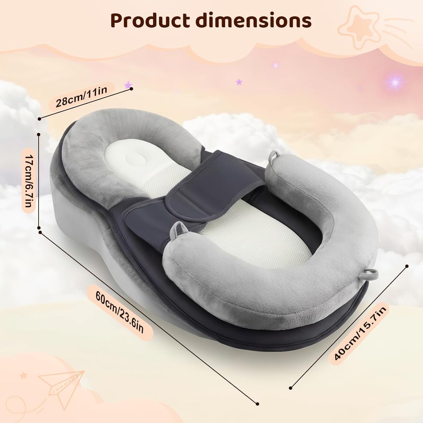 Nursing Pillow for Breastfeeding Moms, Multifunctional Baby Feeding Pillow with Adjustable Safety Strap, Feeding Support Pillow for Newborn Bottle Feeding (3)
