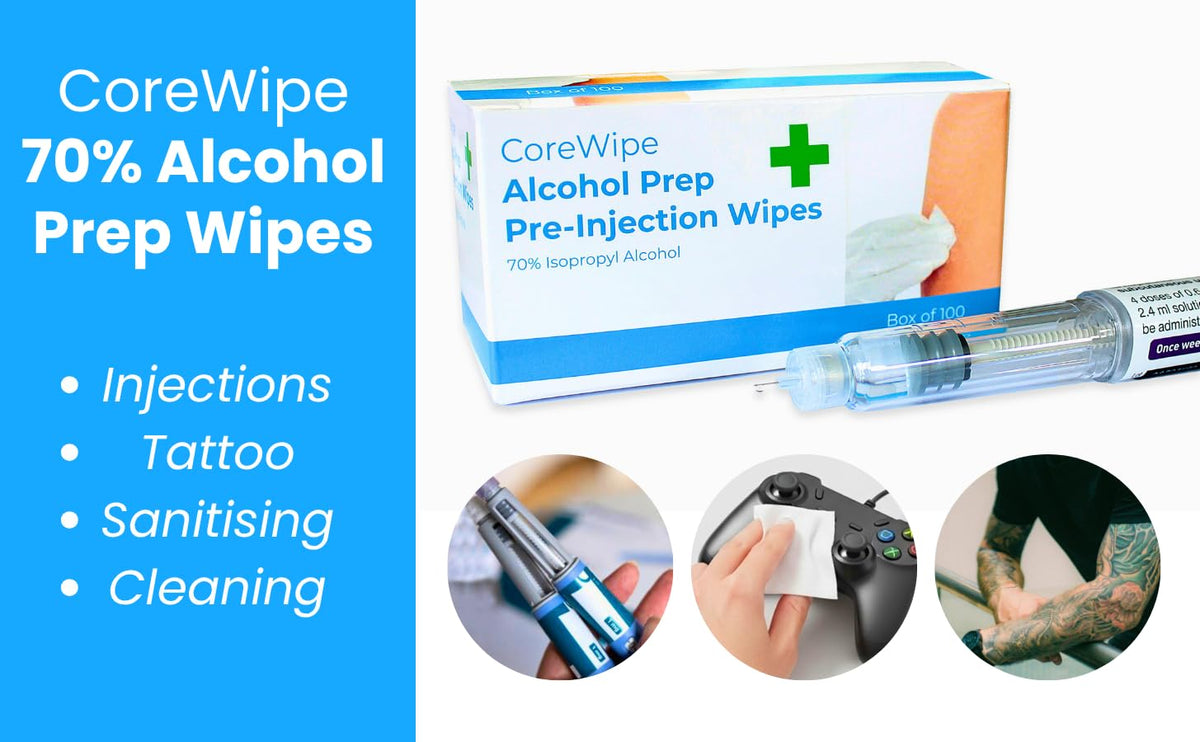 70% Isopropyl Alcohol Pads, Individually Sealed Wipes Swabs Suitable For Medical Pre-Injection And Antibacterial Cleaning Portable Core Medical