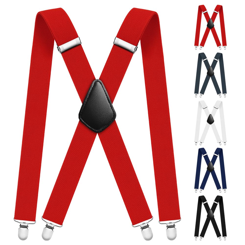 Aomig Mens Braces, Mens Suspenders with Strong Metal Clips, 3.5cm Wide Heavy Duty Suspenders for Men Women Business Wedding Casual