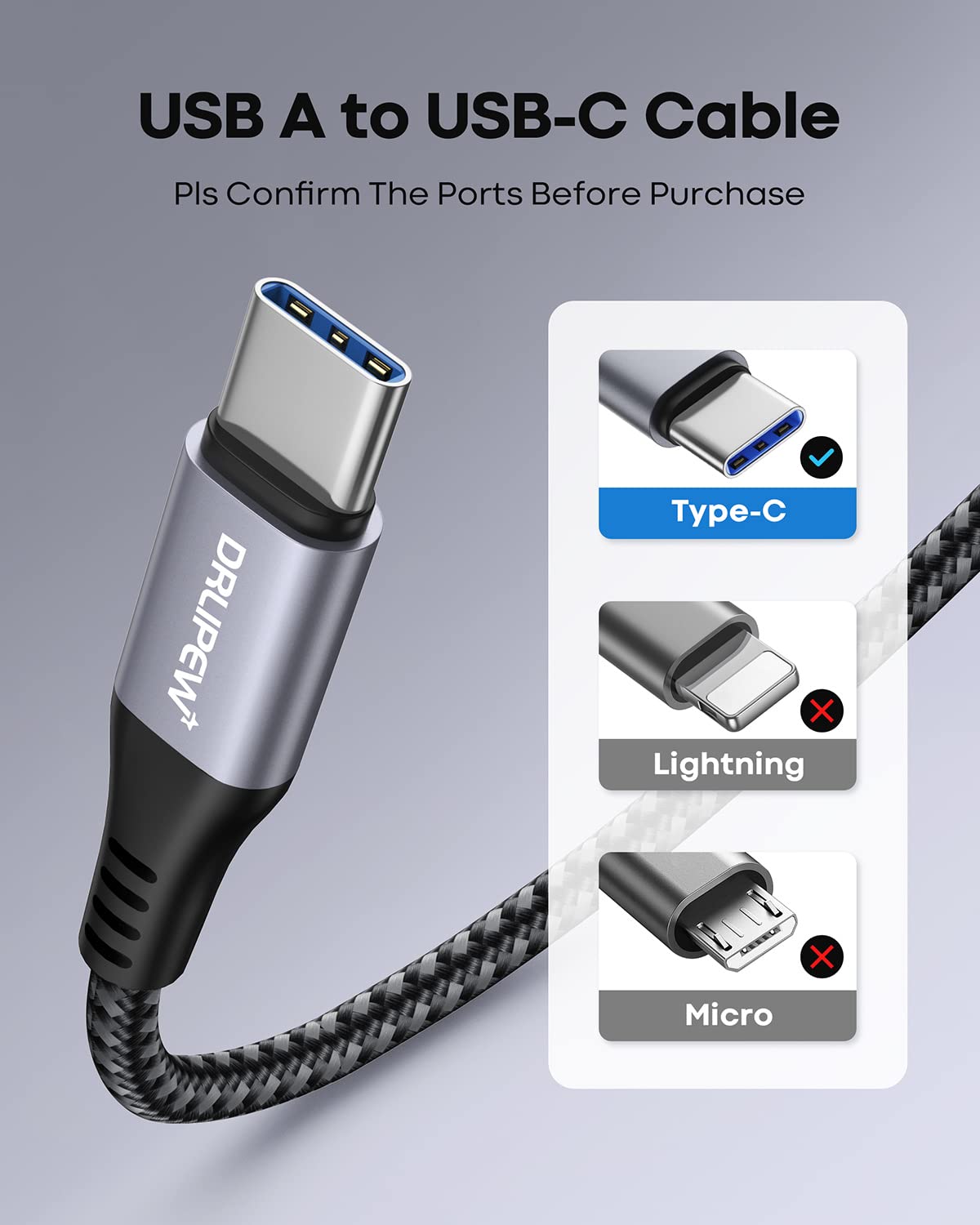 USB C Charger Cable 3Pack 3M/10FT,USB Type C Fast Charging Cable Braided