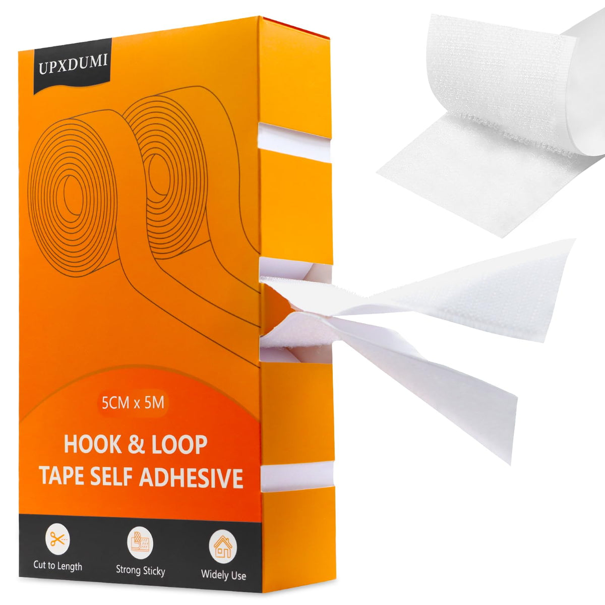 UPXDUMI Hook and Loop Tape 30mm x 5m Multipurpose Strong Self Adhesive Strips Heavy Duty Double Sided Sticky Back Roll Suitable for Home Carpet Sofa Picture Hanging Fabric Industrial Outdoor Black