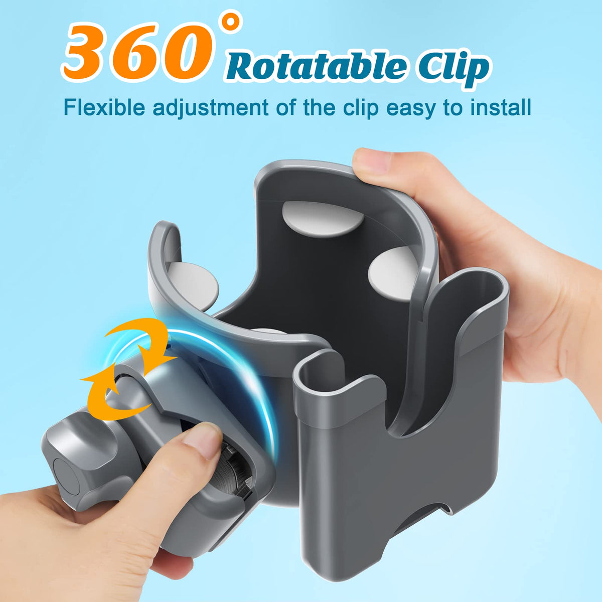 2-Pack Pram Cup Holder with Phone Holder, Universal Pram Buggy Accessories