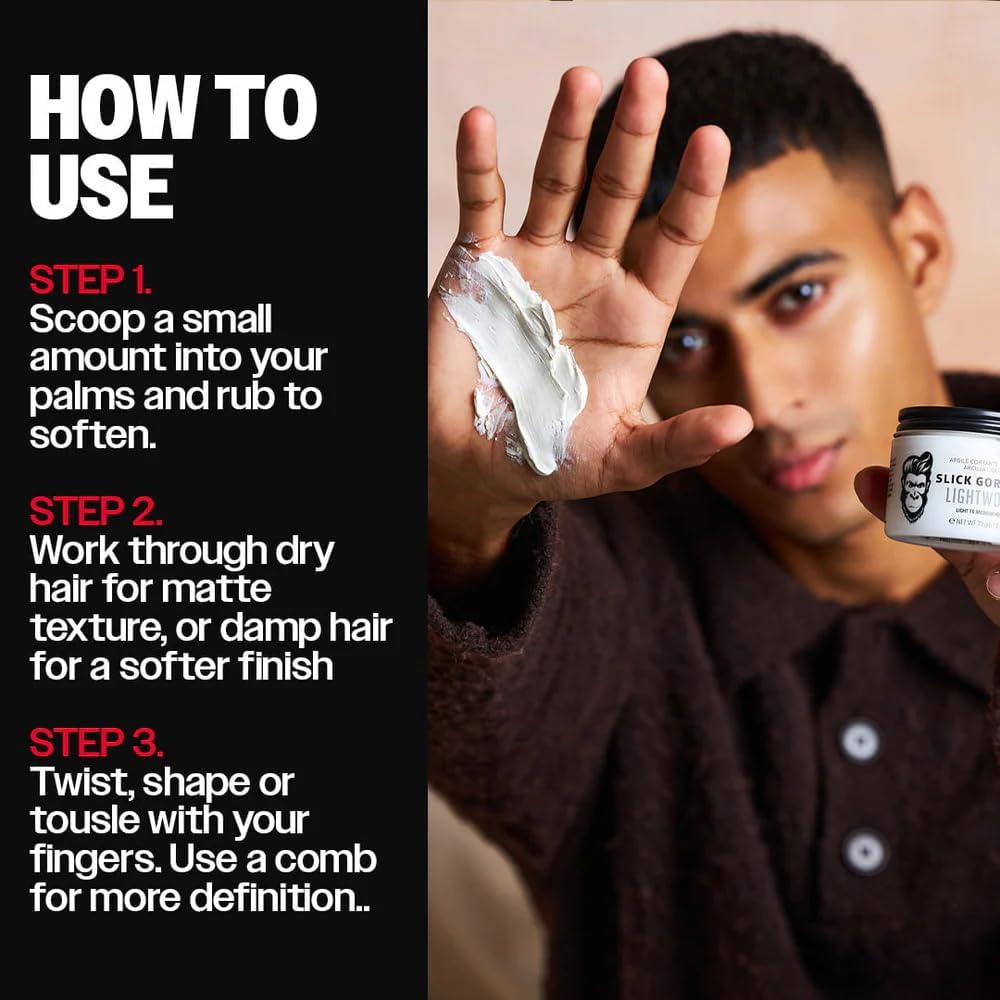 Slick Gorilla Lightwork Matte Hair Clay for Men, Flexible Hold, 70g